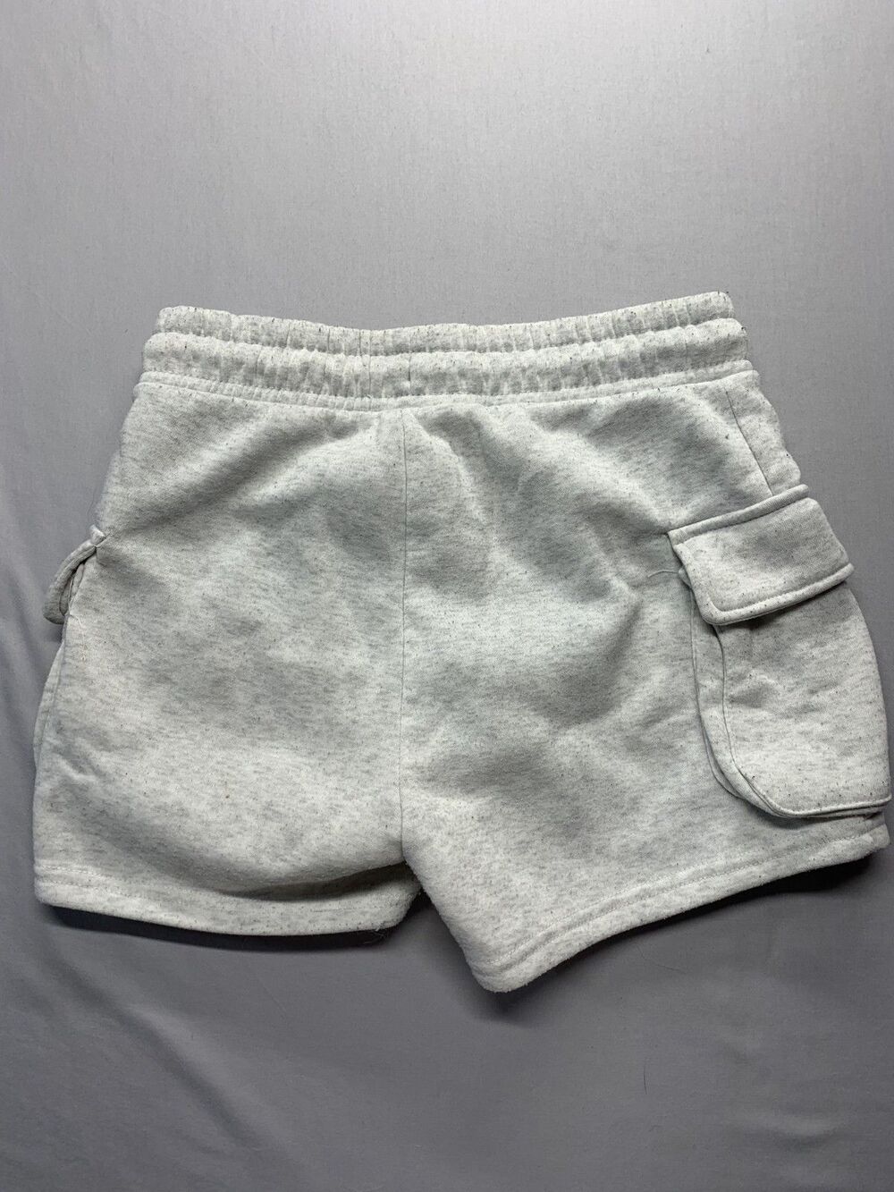 Womens Gray Fleece Cargo Mini Skirt Drawstring Elastic Waist Pockets M - Picture 2 of 6